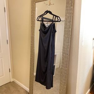 Forever 21 Long Black Satin Slip Dress